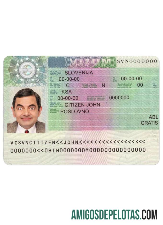 ESLOVÊNIA Visto Schengen modelo